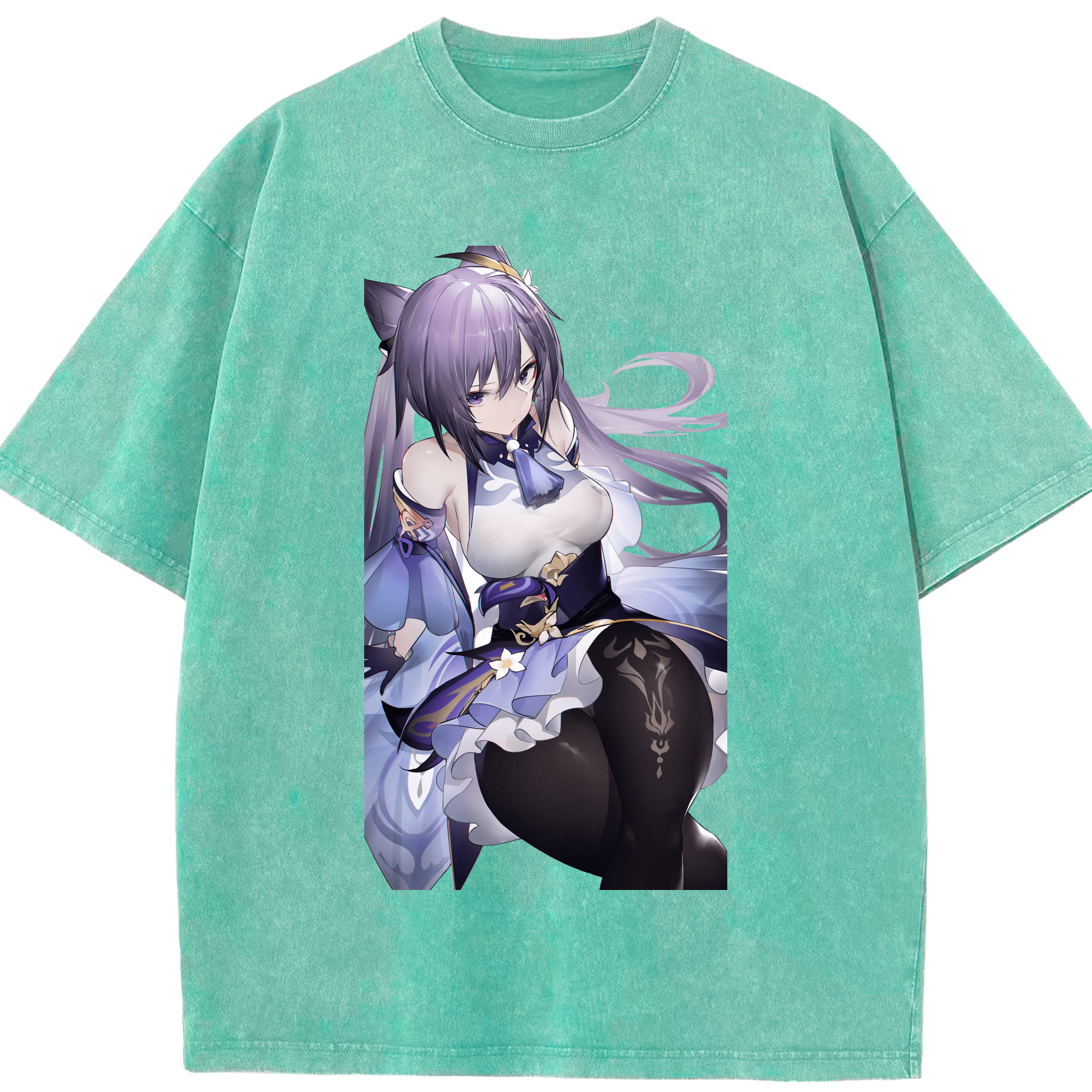 げんし神 刻晴 こくせい genshin Kokusei 綿100% ヴィンテージ風 半袖Tシャツ（フロントプリント）